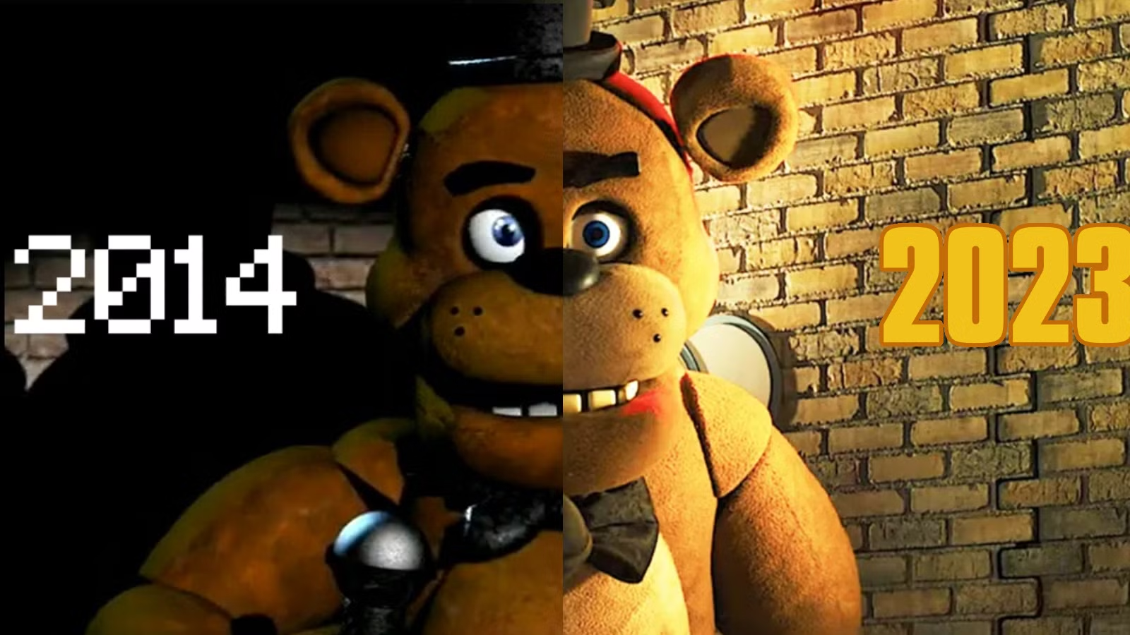 Five Nights at Freddy's - Freddy Fazbear animatronic staring at security camera
